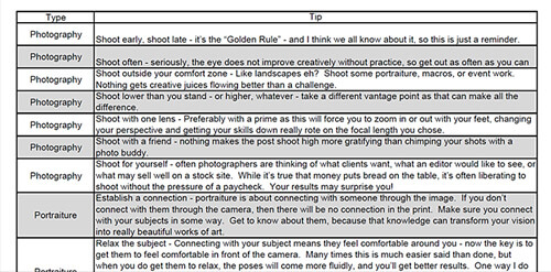 Helpful Photography Cheatsheets