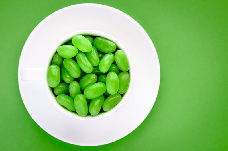 still life photography green jelly beans