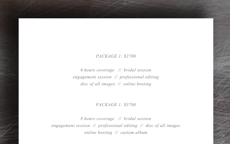 Photography Pricing Template