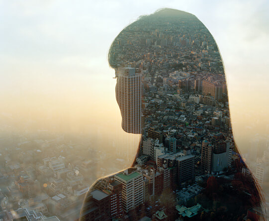 Jasper James - city portrait double exposure