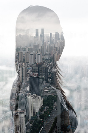 Jasper James - city portrait double exposure