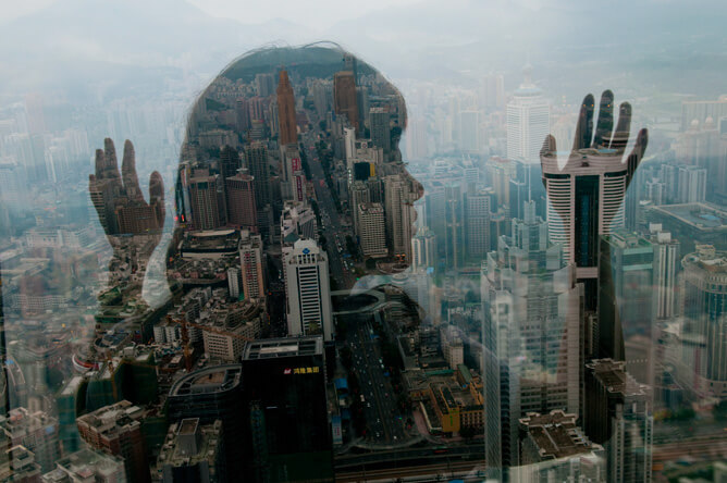 Jasper James - city portrait double exposure