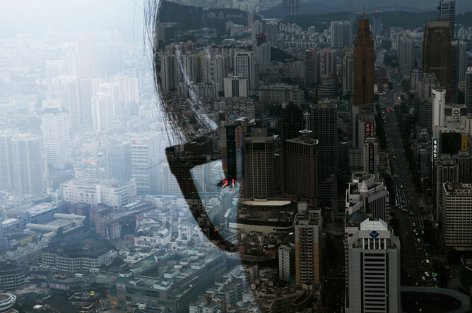Jasper James - city portrait double exposure
