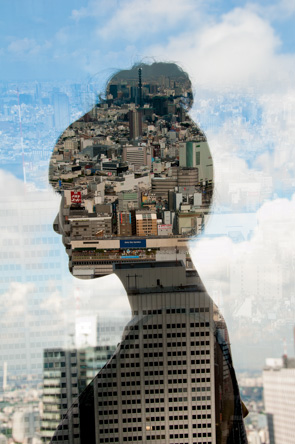 Jasper James - city portrait double exposure