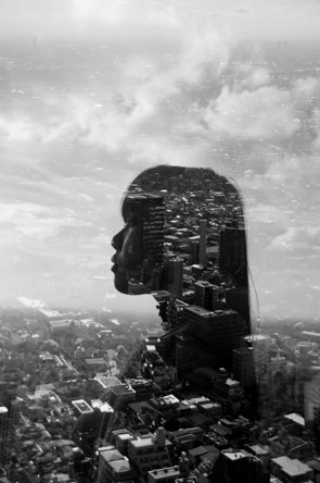Jasper James - city portrait double exposure