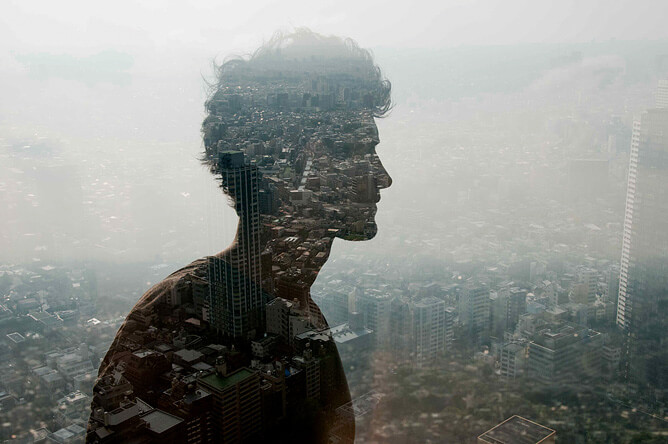 Jasper James - city portrait double exposure