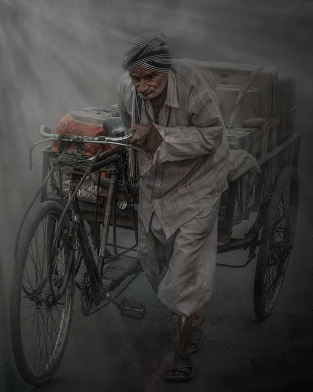 man and cart