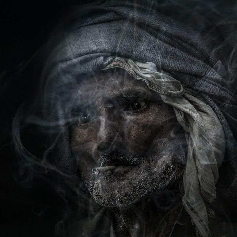 smoking old man