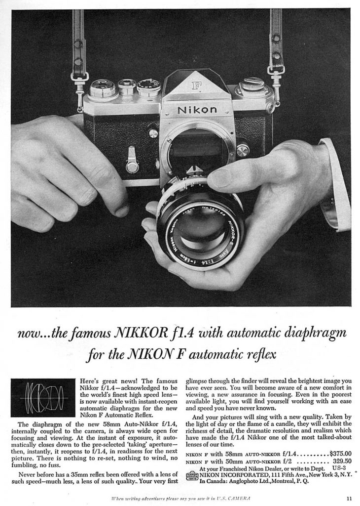 Nikon F automatic reflex 1960