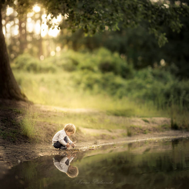 playing by the lake