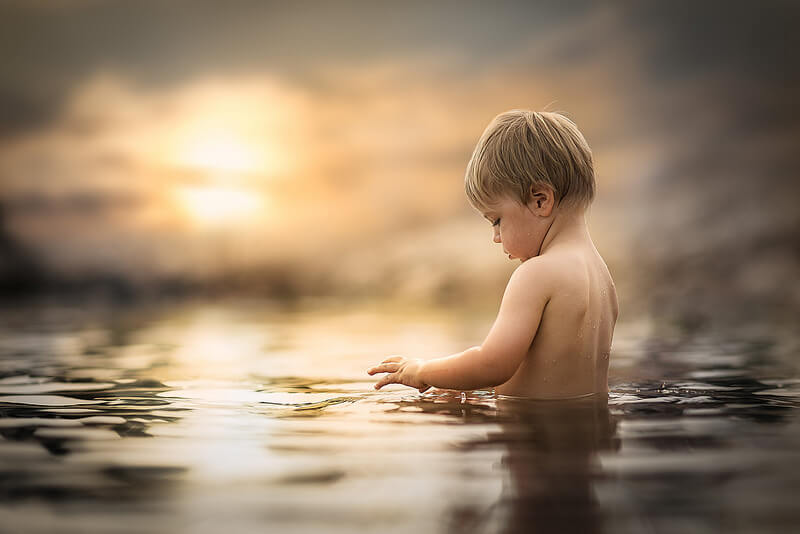 boy in lake