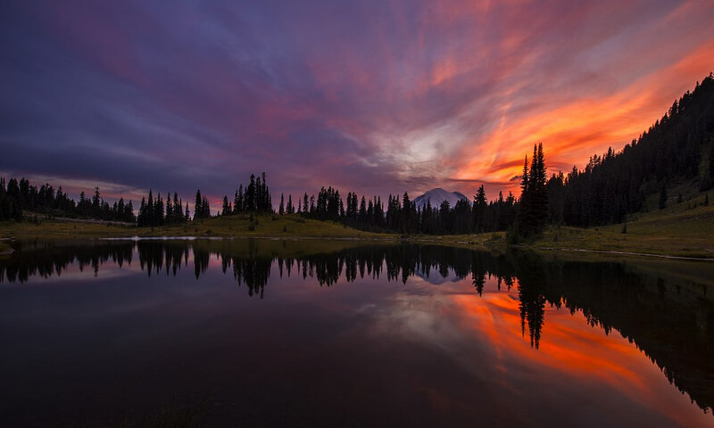 Sunset at Tipsoo Lake, Mt Rainier NP