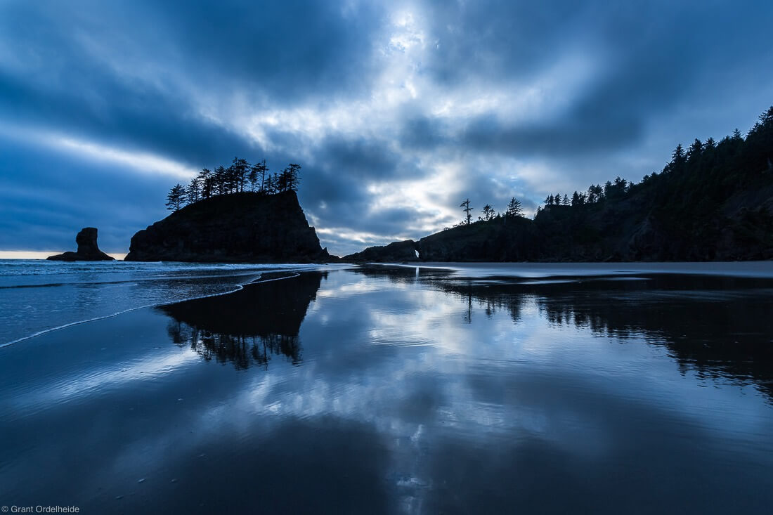 Dusk over Second Beach in Washington’s Olympic National Park.