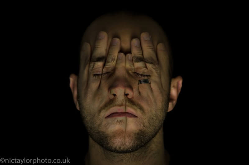 hands on face