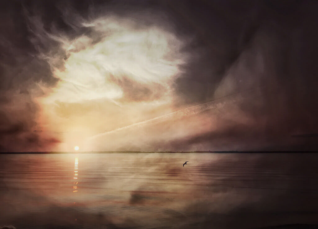 James Loesch - Double Exposure Barnegat Bay sunset