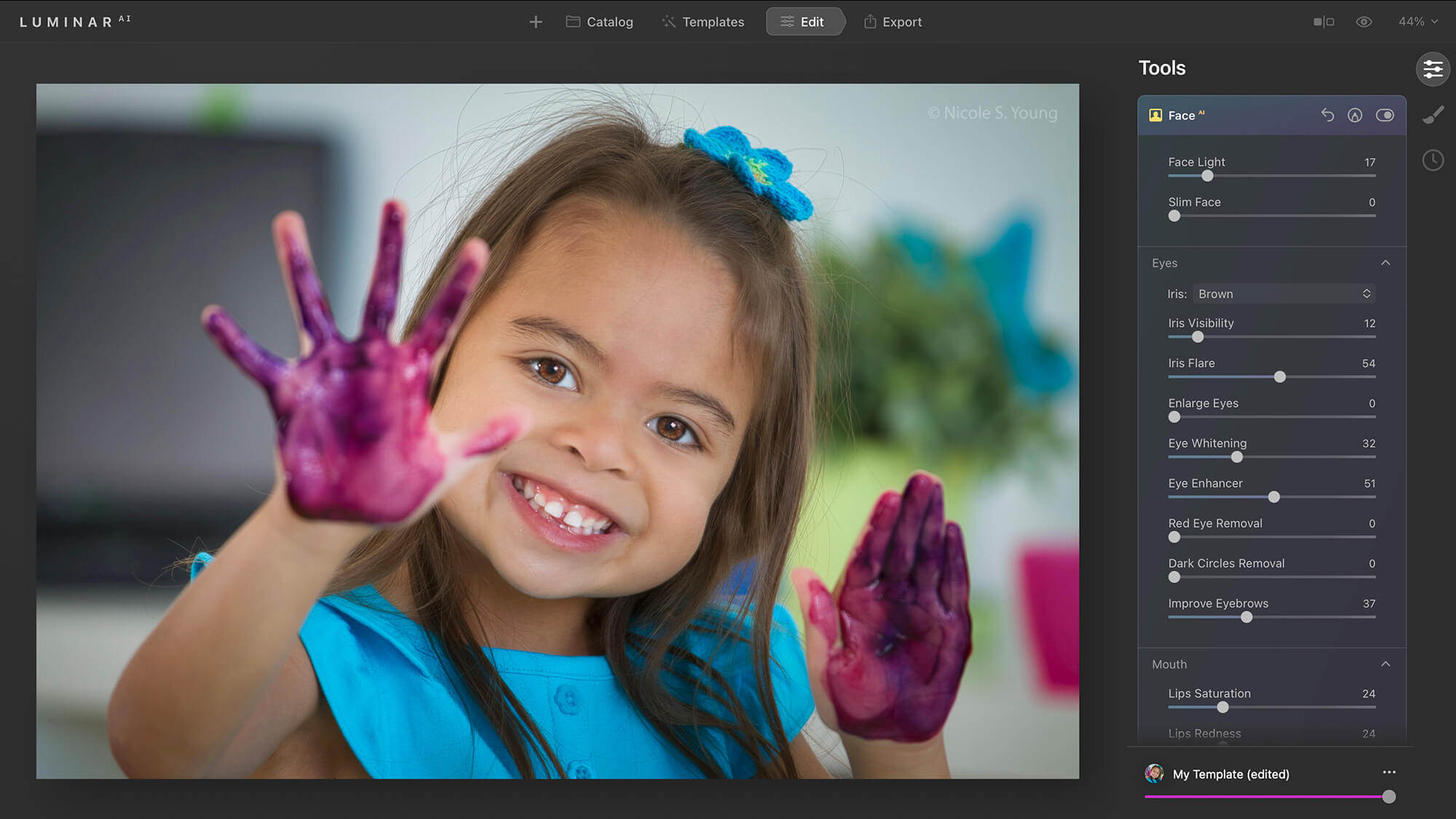 Girl with painted hands for creative photo editing tips