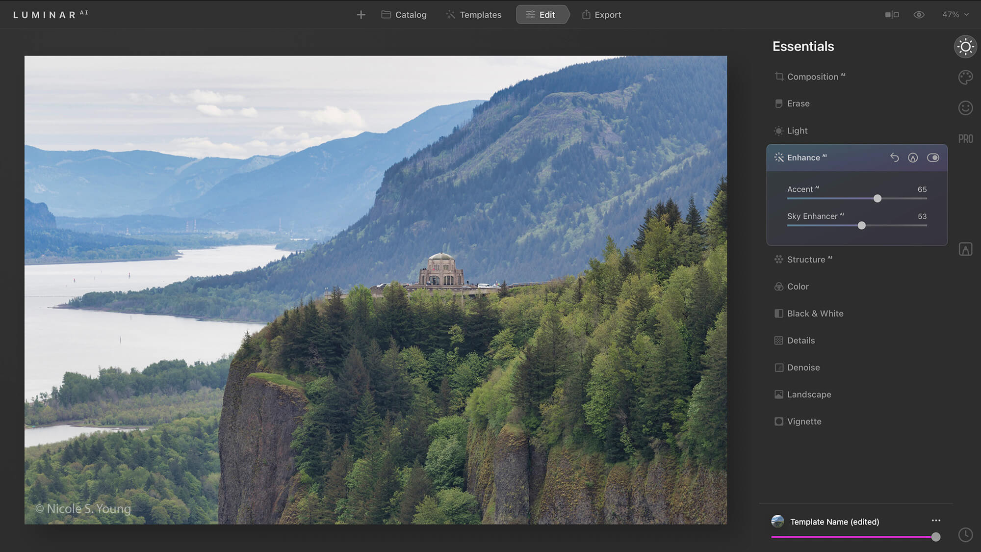 Slider for creative photo editing tips in LuminarAI