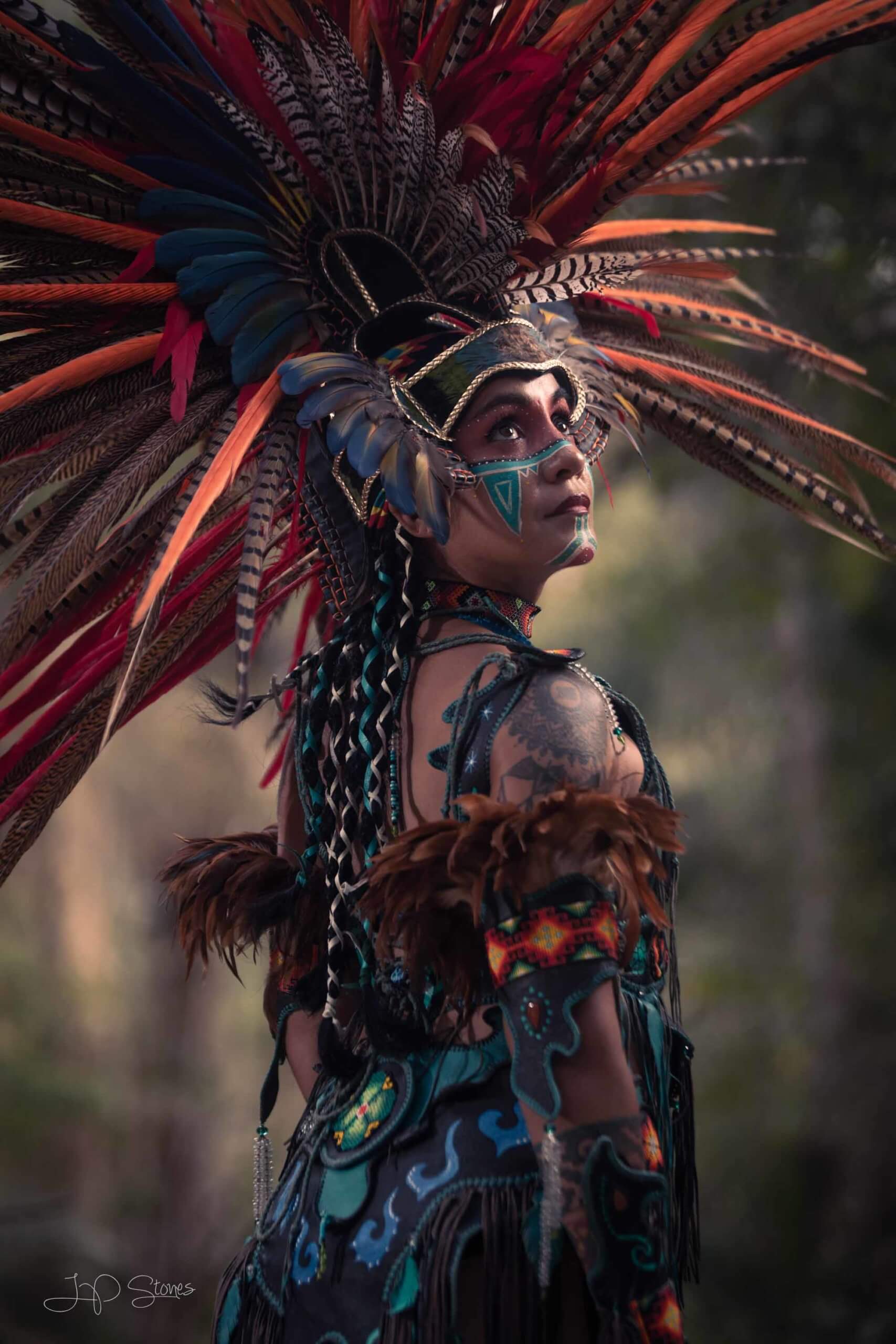 dramatic image with elaborate headdress