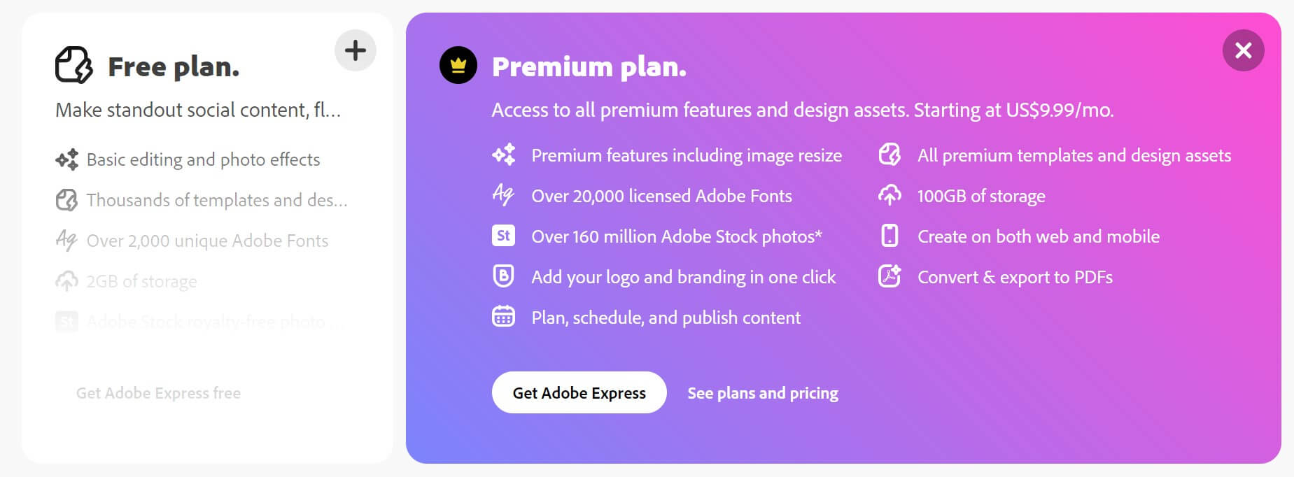 free plan vs premium plan