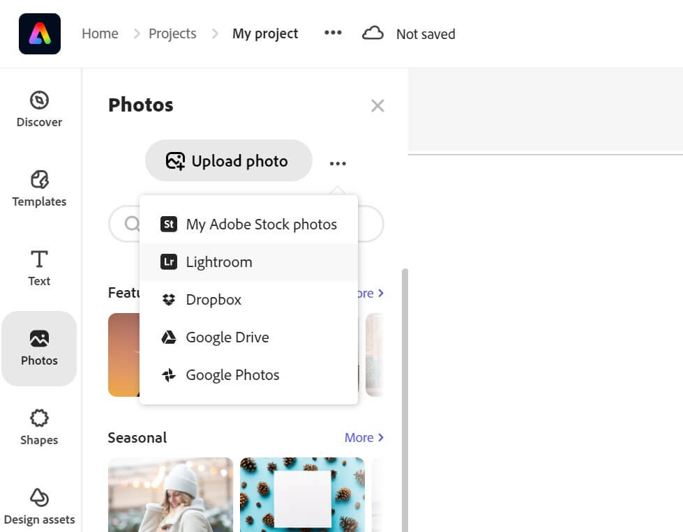 photos dropdown menu