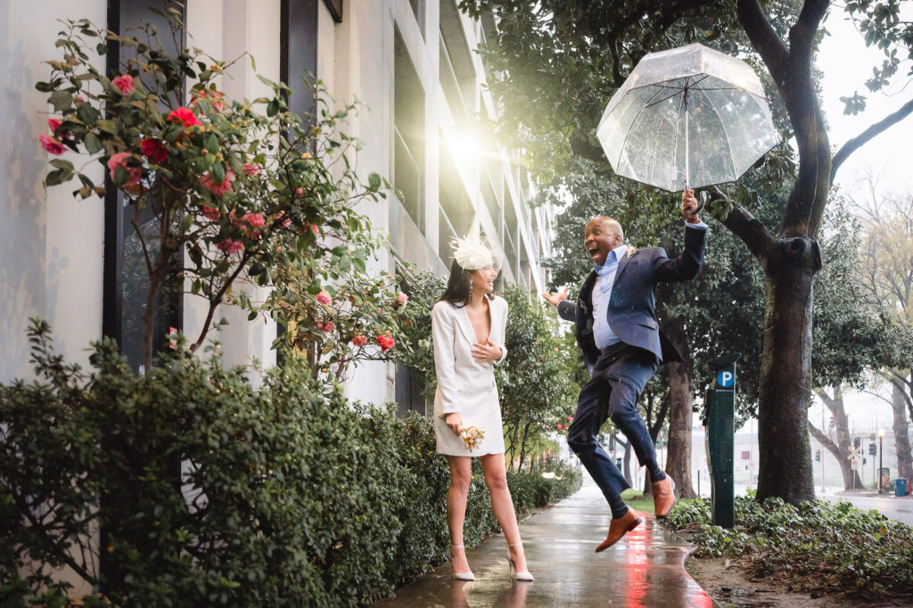 Groom jumping